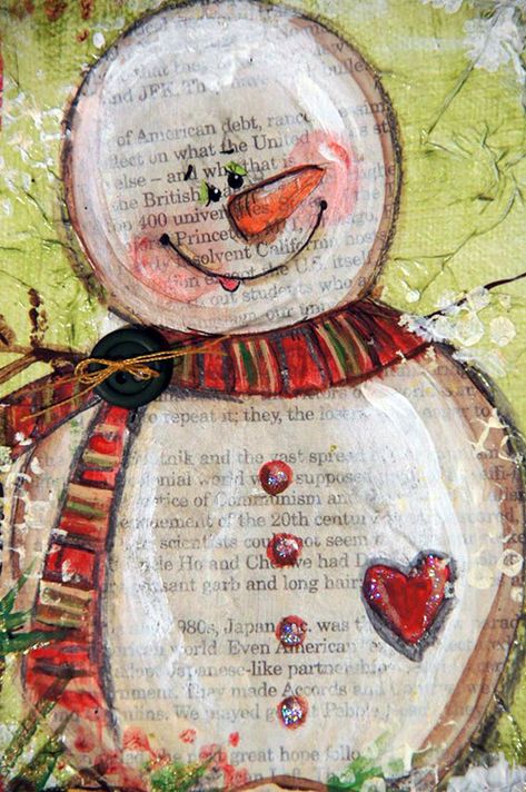 SNOWMAN MIXED MEDIA Snow People, Christmas Mix, Bingo Card, Frosty The Snowmen, Snowman Crafts, Winter Art, Mixed Media Projects, Mixed Media Art Journaling, Holiday Art