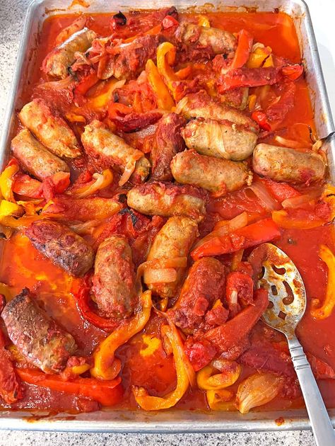 Use your oven to make the best Italian Sausage Sandwiches with peppers, onions and sauce! They'll be ready in just over an hour. Don't miss my easy method! Italian Sausage Recipes Sandwich, Brats With Peppers And Onions In Oven, Italian Sausage Peppers And Onions Baked, Italian Sausage Subs Sandwiches, Sausage Onions And Peppers In Oven, Italian Sausage Recipes Oven, Sausage Pepper And Onion Sandwich, Italian Sausages With Peppers And Onions, Sausage And Peppers In Tomato Sauce