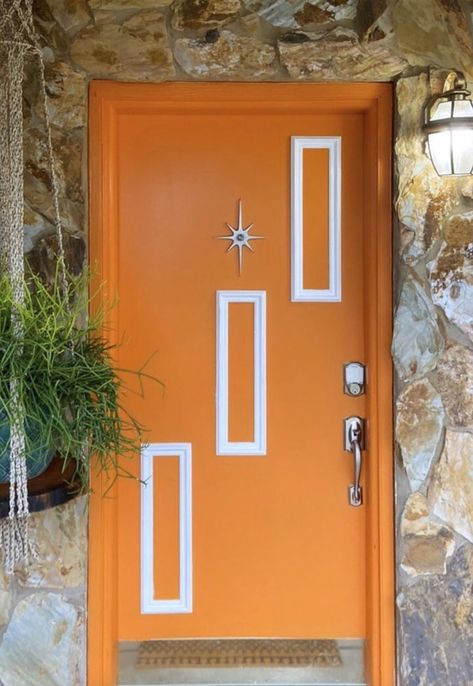 Mcm Door, Starburst Door, Door Viewer, Mid Century Exterior, Color Explosion, Mcm Furniture, Atomic Starburst, Vintage Revival, Mid Century Modern Decor