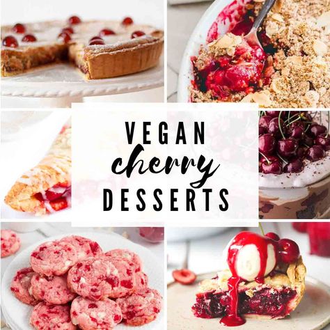 15 Tasty Vegan Cherry Desserts - BakedbyClo | Vegan Dessert Blog Vegan Cherry Desserts, Vegan Affogato, Cherry Recipes Dessert, Vegan Brownies Recipe, Cherry Pie Recipe, Vegan White Chocolate, Cherry Smoothie, Seasonal Desserts, Canned Cherries