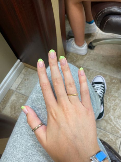 Painting Natural Nails, Gel French Tip, Gel French Tips, Nails With Gel, Neon Green, Natural Nails, Neon, Nails, Green