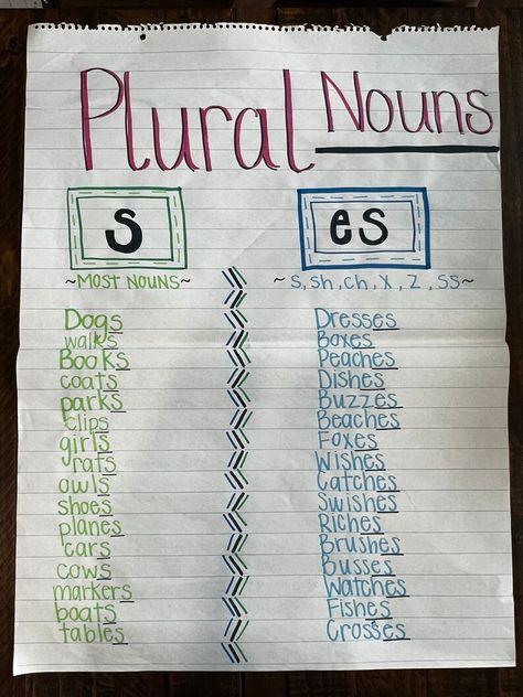 Plural Nouns Anchor Chart S/ES Classroom Anchor Chart - Etsy Canada S And Es Anchor Chart, Plural Nouns Anchor Chart, Visualizing Anchor Chart, Nouns Anchor Chart, Transition Words Anchor Chart, Matter Anchor Chart, Reading Anchor Chart, Space Unit, Classroom Anchor Charts