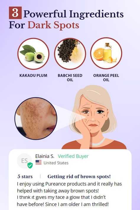 These ingredients might help to improve dark spots and uneven skin tone. It might reduce redness, wrinkles, smooth and stimulate elasticity, new cell growth. #skin #sunspots #lighterskin #darkspots #skincare #agespots #healthyskin Remedies For Hyperpigmentation, Darkspots Skincare, Plant Based Skincare, Cell Growth, Kakadu Plum, Lighter Skin, Brown Spots, Uneven Skin, Uneven Skin Tone