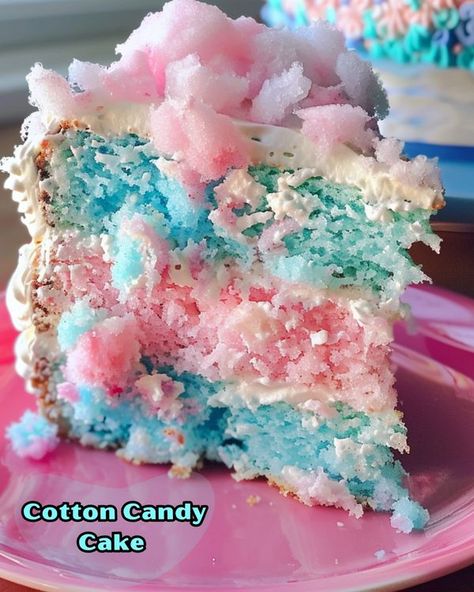 Recipes by Clare Bolo Soft, Cotton Candy Recipe, Cotton Candy Cake, Candy Aesthetic, Cotton Candy Cakes, Unicorn Desserts, Candy Food, Kawaii Dessert, Burst Of Color