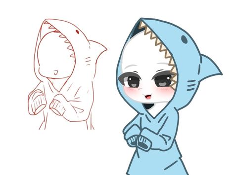 Gacha Shark Outfit, Minecraft Outfit Base, Shark Onesie Drawing, Shark Clothes, Pose Base, Minecraft Outfits, Hoodie Base, Shark Onesie, Shark Mermaid