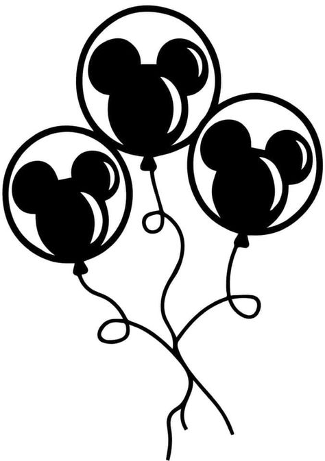 Disney Silhouette Art, Balloons Design, Disneyland Birthday, Disney Silhouette, Disney Silhouettes, Idee Cricut, Mickey Balloons, Disney Trip Shirts, Mickey Mouse Art