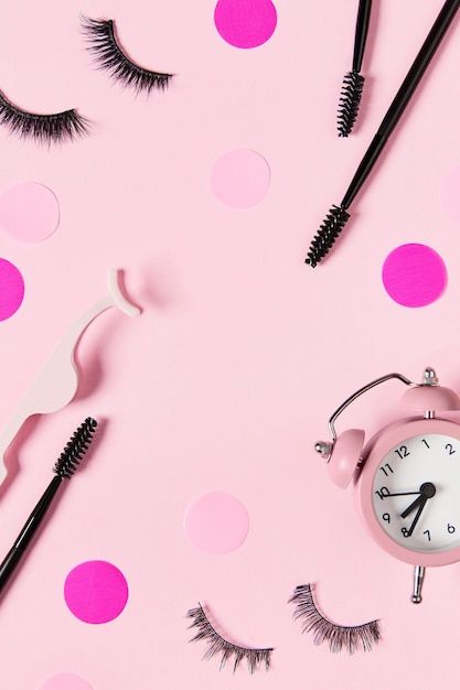 Pastel Pink Background, Creative Layout, Eye Lashes, Pink Background, Premium Photo, Pastel Pink, Eyelashes, Lashes, Make Up