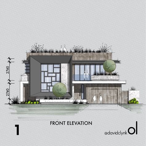 David Clynk | design & illustrations | 4 elevation options . Which is your… | Instagram Organic Exterior, Villa Facade Design, Villa Elevation, Cafe Design Inspiration, Interior Architecture Sketch, Building Design Plan, Slope House, Architecture Blueprints, Furniture Design Sketches