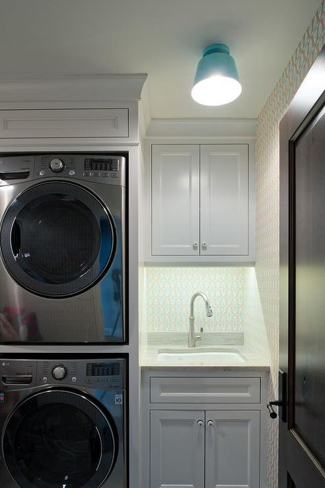 Laundry Room Stackable, Washer Dryer Laundry Room, Stacked Laundry Room, Small Laundry Room Organization, Room Storage Diy, Stackable Washer And Dryer, Laundry Room Closet, Mudroom Laundry Room, Laundry Room Layouts