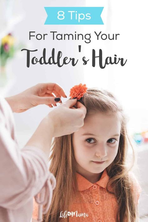 As we get into the warmer months in the northern hemisphere, you probably want to style your toddler's hair to keep it off her face (not to mention to look cute)! Styling your toddler's hair can be a ton of fun, but it comes with its own set of challenges! We share 8 great tips for taming toddler hair. | #lifeasmama #hairstyle #hair #toddlers #toddlerhair #hairtips #beautytips #beautyhack #hairhack Toddler Hair Products, Toddler Aesthetic, Toddler Bangs, Homeschooling Toddlers, Hair Paste, Wispy Hair, Baby Basket, Toddler Hairstyles, Toddler Hairstyles Girl