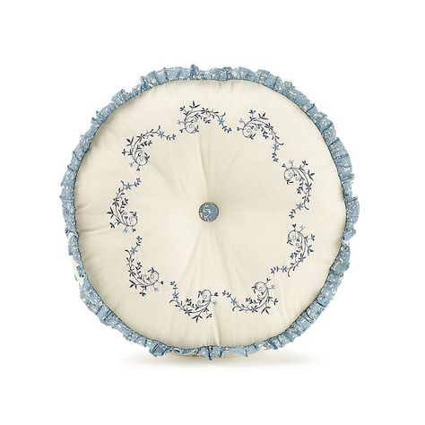 Modern Heirloom Charlotte Embroidered Throw Pillow | Kohls Round Decorative Pillows, Tufted Pillow, Floral Bedspread, Blue Pillows Decorative, Embroidered Throw Pillows, Round Throw Pillows, Round Pillow, Blue Throw Pillows, Pillow Talk