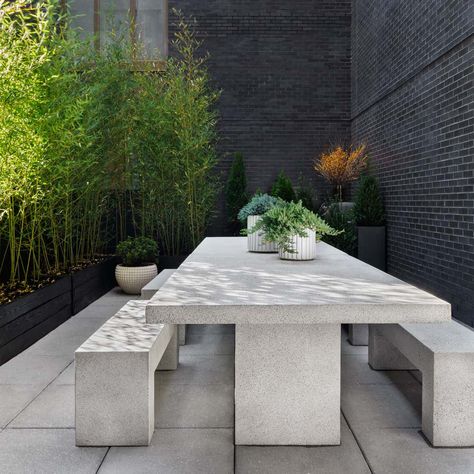 Cb2 Outdoor Dining Table, Modern Concrete Dining Room Table, 260cm Dining Table Stone, Dining Table Bench Concrete, Cement Dining Table Chairs, Cement Table With Wood, Long Outdoor Dining Table Concrete, Sandstone Table Outdoor, Concrete Waterfall Countertop Outdoor