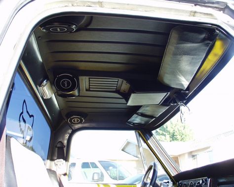 Stereo Headliner - The 1947 - Present Chevrolet & GMC Truck Message Board Network Headliner Ideas, Chevy Square Body Trucks Interior, Custom Truck Headliner, Square Body Chevy Interior, 67 72 Chevy Truck Interior, 1949 Chevy Truck, Truck Stereo, Stereo Idea, 1985 Chevy C10 Interior