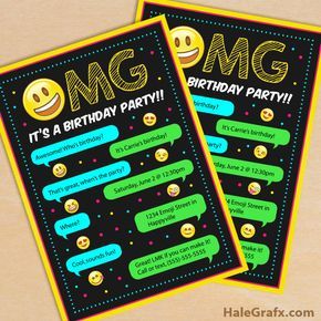 Free Printable Emoji Party Invitations Emoji Party Invitations, Paw Patrol Party Invitations, Emoji Invitations, Emoji Birthday Invitations, Emoji Printables, Party Emoji, Birthday Party Invitations Free, Free Emoji, Emoji Birthday Party