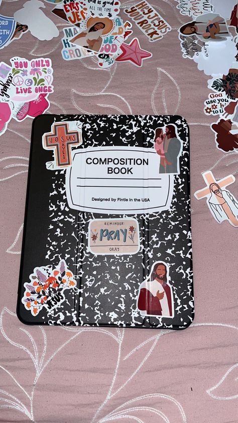 decorating my ipad case with jesus stickers Composition Book Ipad Case, Book Ipad Case, Ipad Case Stickers, Jesus Stickers, Jesus Book, Composition Book, Case Stickers, Ipad Case, Book Design