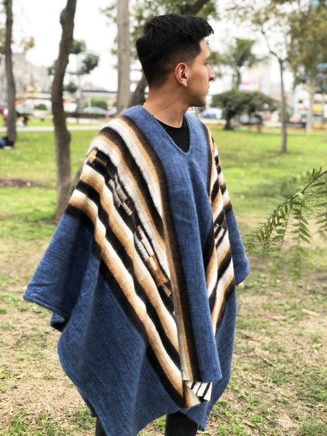 Handmade Unisex Poncho Hand Knitted Alpaca Poncho Peruvian | Etsy Mens Poncho, Alpaca Toy, Alpaca Poncho, Alpaca Gifts, Jackets Winter, Wool Poncho, Cozy Style, Mens Winter Coat, Knit Alpaca