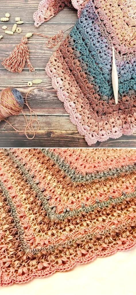 Feminine Crochet Granny Shawls - Winter Shawl Crochet Pattern, Crochet Granny Shawl, Crochet Winter Shawl Pattern Free, One Skein Shawl Crochet, Free Crochet Halloween, Fall Decor Simple, Prayer Shawl Patterns, Feminine Crochet, Blouse Free Pattern