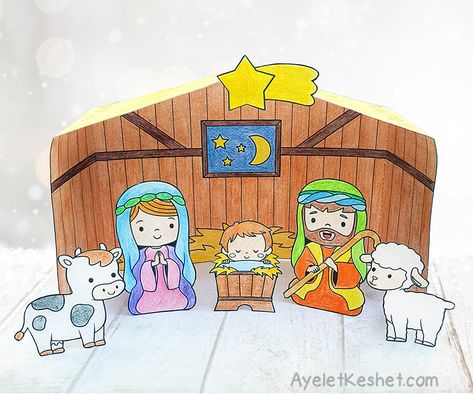 Diy Nativity Set, Printable Nativity Scene, Nativity Printables, Printable Nativity, Nativity Activity, Template Color, Free Christmas Coloring Pages, Diy Nativity, Xmas Tags