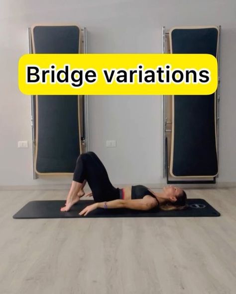 Manuela Pilates Coach on Instagram: "🔹Some bridge ideas🍑 I love bridge and all its variations❤️ choose the variant you like best and enjoy😊 8 reps for each exercise x 3/4 rounds #bridgework #glutesworkout #glutesactivation #gluteos #glutestrength #corecontrol #pilatesmat #matpilates #pilatesmatworkout #pilatesideas #pilatesinspired #pilatesinspiration #pilatesroma #pilatesathome #homefitnessworkout #homefitness #glutei #pilatesworkout" Bridge Ideas, Love Bridge, Pilates At Home, Mat Pilates, Pilates Workout, Glutes Workout, Get In Shape, At Home Workouts, Pilates