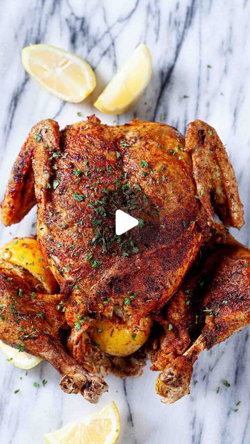 Debra Pasquella on Instagram: "Dutch Oven Roasted Chicken 🍗 Stuff your chicken with half an onion, an exposed bulb of garlic and a half of lemon. 🍗 Add small creamer potatoes all on the sides of the chicken and some apple slices to give it a sweetness. 🍗 Melt your butter and add infused garlic olive oil with 3 cloves of chopped up garlic and fresh parsley and pour all over the chicken and potatoes. 🍗 Add kosher salt, pepper, garlic powder, Adobo and some parsley flakes. 🍗 Add a half of cup of broth. 🍗 Bake at 375° for 90 minutes with the cover on. On the hour mark, remove cover. Broil for 5 minutes at the end. 🍗 Let the chicken rest for 30 min minutes and serve. Let me know if you make this! Cuisinel cast iron Dutch oven provided by @carla_j_terranova Everyday Gourmet Dutch Oven Roasted Chicken, Dutch Oven Roast Chicken, Creamer Potatoes, Chicken And Potatoes, Oven Roasted Chicken, Garlic Olive Oil, Garlic Bulb, Cast Iron Dutch Oven, Oven Roast