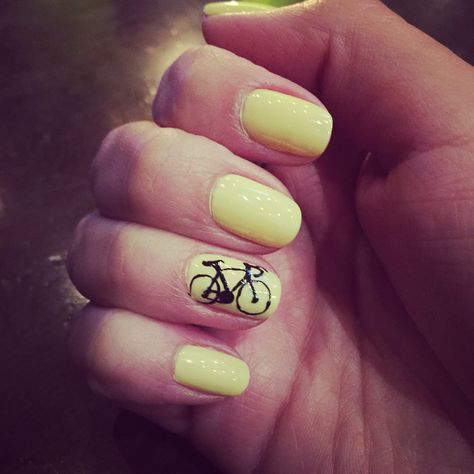 Bicycle nails Bicycle Nail Art, Bike Nails Design, Bicycle Nails, Toenail Art, Fingernail Art, Nails Fun, Nail Blue, Nice Nails, Art Nails