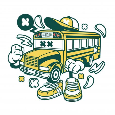 School bus Premium Vector | Premium Vector #Freepik #vector #school Cricut Explore Projects, Building Illustration, About School, Summer Camps For Kids, Magic School Bus, Banner Template Design, Retro Illustration, School Bus, Cartoon Illustration