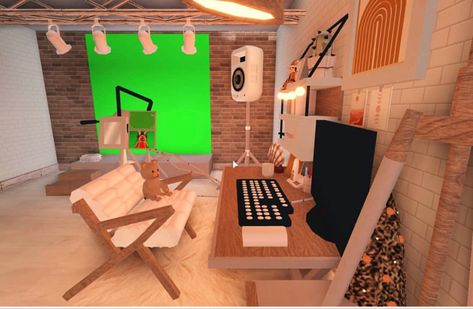 Bloxburg Recording Studio, Bloxburg Music Room Ideas, Bloxburg Concert, Bloxburg Dance Studio Layout, Bloxbuger Room Ideas, Tiny House Bedroom, Blocksburg Room Ideas￼, House Plans With Pictures, Simple Bedroom Design