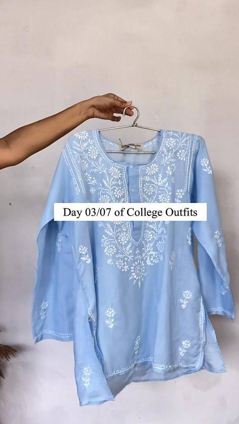 Casual College Outfits Indian, Indian College Outfits, Short Kurtis For Jeans, College Outfits Indian, Kurti With Jeans, Indian Kurtis, College Outfits Casual, Outfits Indian, Short Kurti