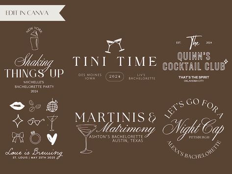 🍸 Martinis and Marriage Bachelorette Party Logo Set
Gear up for an edgy celebration with our exclusive Martinis and Marriage Bachelorette Party Logo Set. This Canva digital download offers a stylish logo set, perfect for a bachelorette bash full of fun and flair. Martinis And Matrimony, Bachelorette Cricut, Etsy Invitations, Custom Bachelorette, Party Logo, Logo Unique, Stylish Logo, Club Logo, Personalized Logo