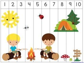 Number Sequence Puzzle, Math Activity For Preschool, Puzzle Preschool, Camping Preschool, Camping Theme Preschool, Preschool Theme Activities, Educational Games For Preschoolers, Camping Theme Birthday, Camping Classroom