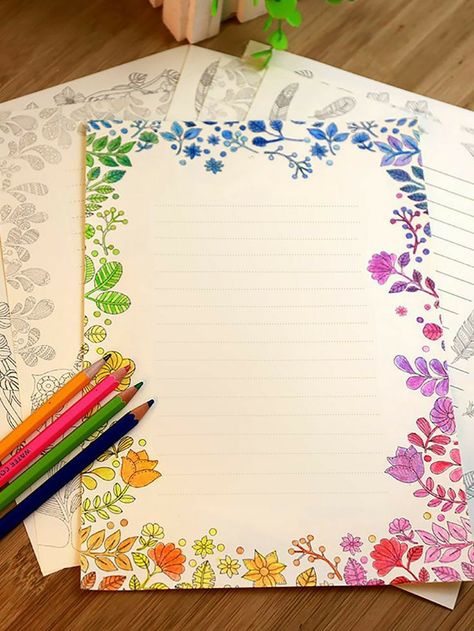 Floral Borders For Project, Side Decoration On Paper, Creative Border Designs, Aesthetic Border Designs, Boarders Designs For Projects, Project Cover, Book Cover Page Design, Creative Book Cover Designs, Presentation Ideas For School