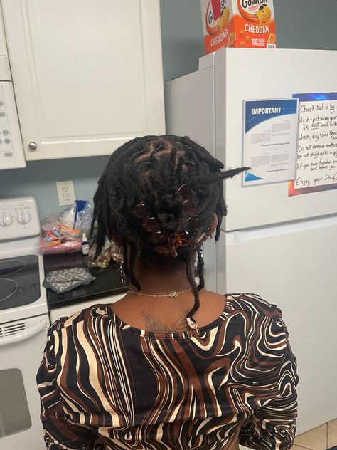 My hair is still shorter on top so not as neat butvi keot it all day Cute Loc Styles, Loc Journey, Loc Styles, Claw Clip, My Hair, Locs, Dreadlocks, Hair Styles, Hair