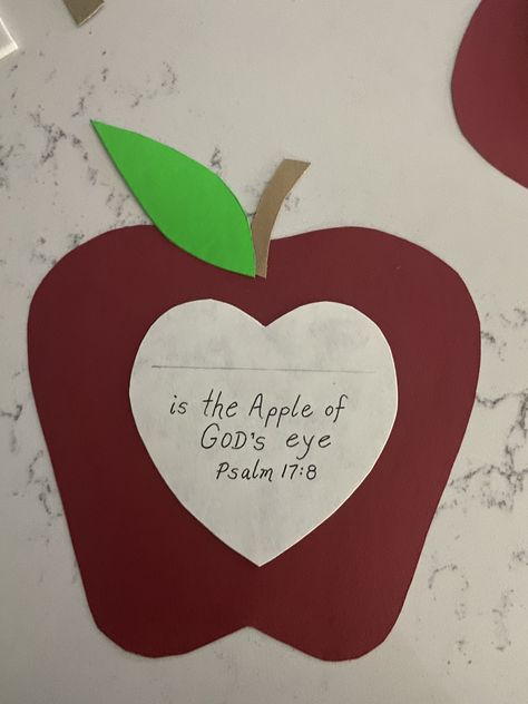 Apple Of Gods Eye Craft, Manners Crafts Preschool, Gods Eye Craft, Apple Of Gods Eye, God's Eye Craft, Psalm 17, The Apple Of My Eye, Apple Preschool, Apple Of My Eye