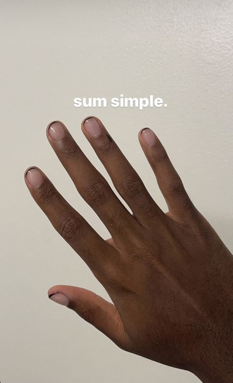 Black Man Manicure, Men Simple Nail Design, Simple Nail Art For Men, Men Nail Art Simple, Male Nails Black, Short Men’s Nails, Men Gel Manicure, Simple Men Nails, Men French Tip Nails