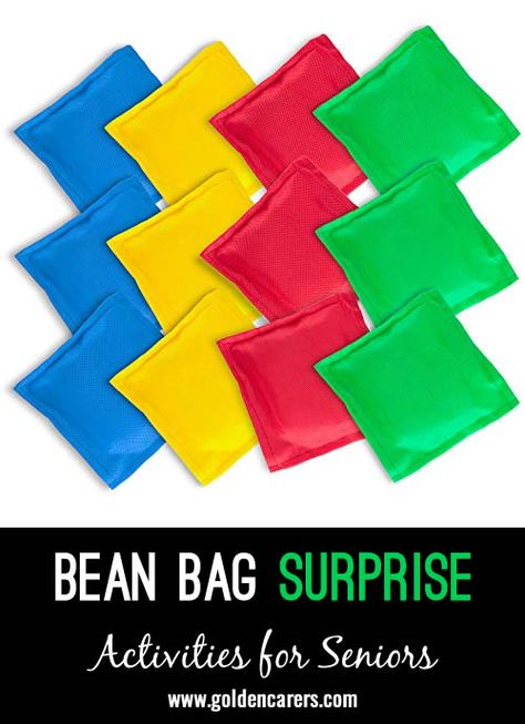 Bean Bag  Surprise: This is a nice game to maintain or improve physical abilities. Bean Bag Games Adults, Reminicing Activities, Bean Bag Activities, Elderly Activities Crafts, Games For Senior Citizens, Exercise Games, Assisted Living Activities, Activities Director, Activities For Seniors