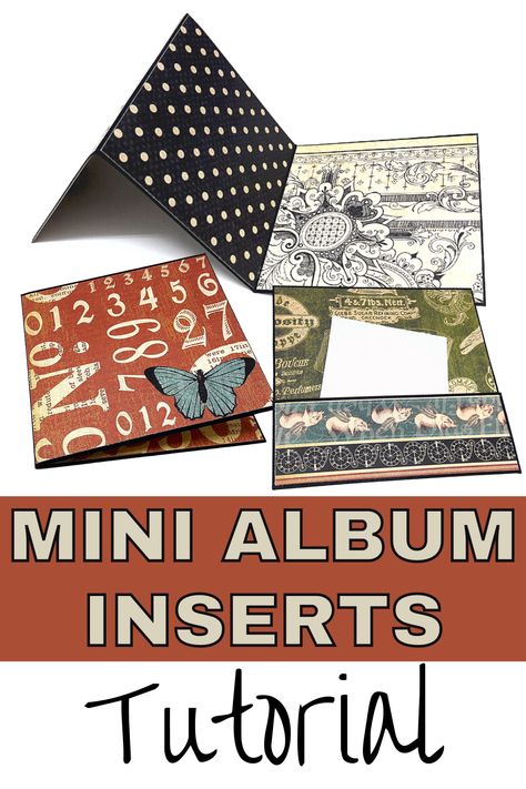 Mini album inserts tutorial. Learn how to make mini album pocket page inserts that can be for photos or journaling Diy Mini Album Tutorial, Monoprint Art, Halloween Mini Albums, Paper Bag Album, Christmas Mini Albums, Diy Mini Album, Scrapbook Box, Diy Scrapbook Album, Album Tutorial