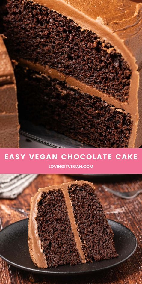 Easy Vegan Chocolate Cake, Vegan Cake Pops, Vegan Chocolate Cake Recipe, Vegan Chocolate Recipes, Vegan Birthday Cake, Chocolate Ganache Frosting, Gluten Free Chocolate Cake, Ganache Frosting, Vegan Baking Recipes