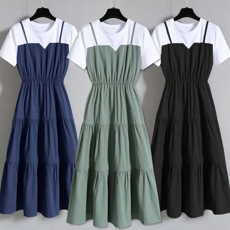 1046.06NGN 94% OFF|Fashionable Women Clothing Strap Long Dress Summer Fat Girl New Chinese Style Slim Short Sleeve Dress| | - AliExpress Korean Skirts, Steps Dresses, Long Dress Summer, Mens Fashion Sweaters, Suspenders For Women, Pullover Mode, Printed Casual Dresses, Kids Fashion Clothes, Women Long Sleeve Dress