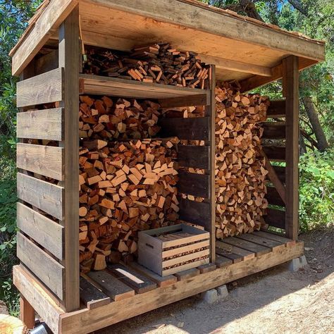 10 DIY Firewood Storage Ideas Diy Firewood Shed, Modern Outhouse, Outhouse Plans, Firewood Storage Outdoor, Outdoor Firewood Rack, Lean To Shed Plans, Firewood Shed, Lean To Shed, Modern Shed