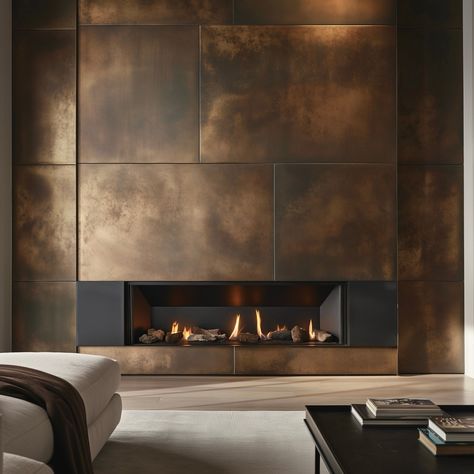 All posts • Instagram Ryan Saghian, Copper Fireplace, Fireplace Modern Design, Indian Home Design, Cedar Homes, Contemporary Fireplace, Lake Living, Store Design Interior, Modern Fireplace