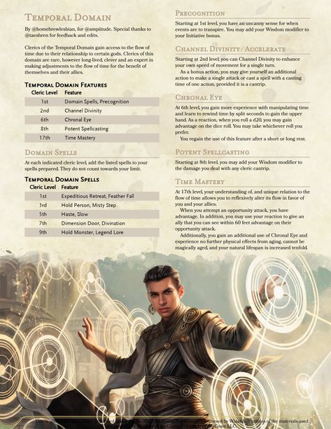 5E HOMEBREW AND RESOURCES - Domains - Ideas of Domains #domains -   5E HOMEBREW AND RESOURCES  SPATIAL AND TEMPORAL DOMAINSso temporal domain Cleric Domains, Dnd Idea, Dnd Subclasses, Homebrew Classes, Dm Tools, Dnd Cleric, Dnd Homebrew, D D Classes, Dnd Items