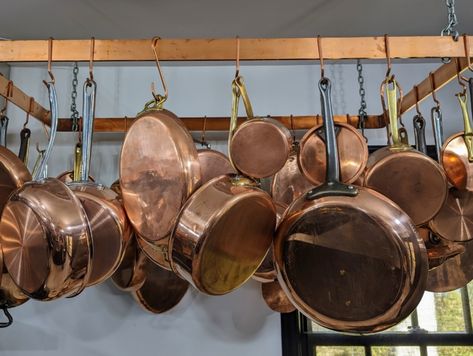 Time to Polish the Copper in My Studio Kitchen - The Martha Stewart Blog Copper Pots And Pans, Martha Stewart Kitchen, Bedford New York, Recipe Hacks, How To Polish Copper, Studio Kitchen, Martha Stewart Living, Copper Pots, Copper Kitchen