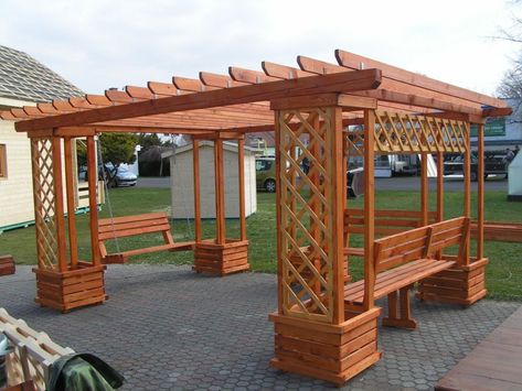 Pergola Swing, Wooden Gazebo, Pergola Ideas, Building A Pergola, Pergola Garden, Backyard Gazebo, Backyard Pavilion, Garden Arbor, Backyard Pergola