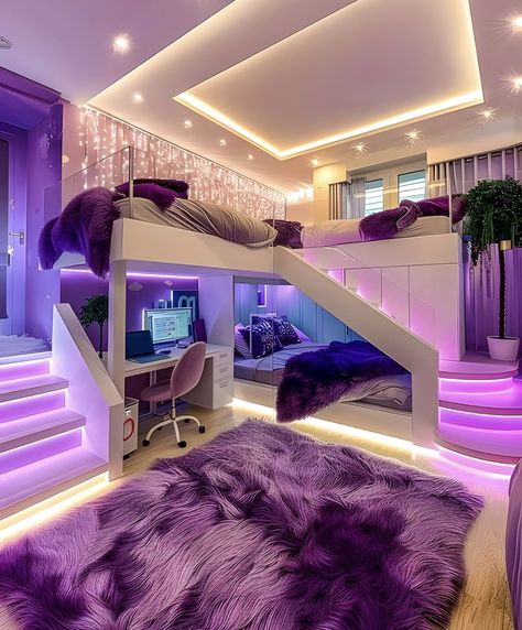 Amazing Bedroom Designs, Dream Bedroom Inspiration, Cool Room Designs, Luxury Room Bedroom, Purple Bedroom, Purple Rooms, Dream Apartment Decor, Room Redesign, Dream House Rooms