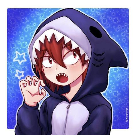 Kirishima In A Shark Onesie, Shark Onesie, Kirishima My Hero Academia, Eijirou Kirishima, Kirishima Eijirou, Cute Shark, Mha Stuff, My Hero Academia Shouto, Kawaii Chibi