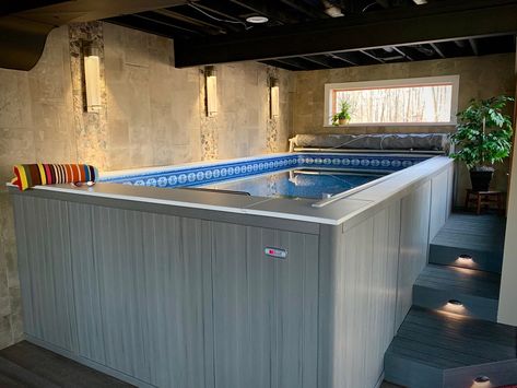 Endless Pools High Performance Model | Stunning Basement End… | Flickr Underwater Pool Light, Endless Pools, Swimming Pool Pictures, Indoor Pool Design, Pool Images, Endless Pool, Piscina Interior, Above Ground Pool Landscaping, Basement Pool