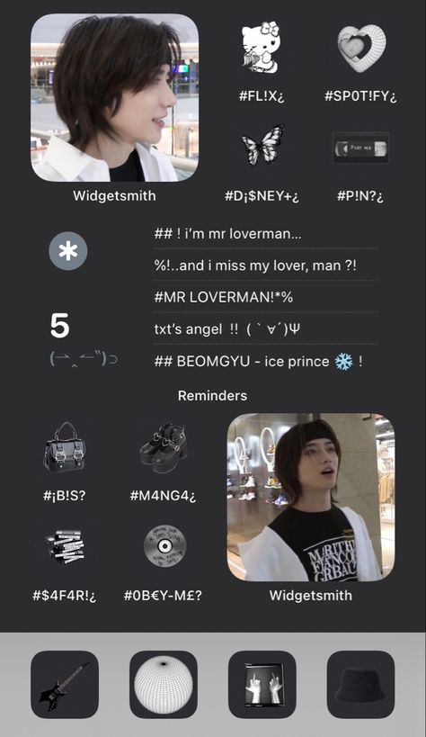 Beomgyu Iphone Layout, Beomgyu Homescreen Layout, Beomgyu Phone Layout, Beomgyu Username Ideas, Black Home Screen Layout, Prince Beomgyu, Txt Iphone Layout, Txt Phone Layout, Beomgyu Homescreen