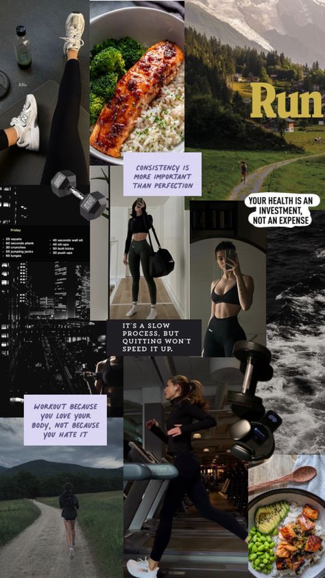 Motivation mood board collage aesthetic exercise Motivation Mood Board, Aesthetic Exercise, Mood Board Collage, Gym Motivation Women, Board Collage, Self Motivation Quotes, Gym Photos, Vision Board Affirmations, Goals Inspiration