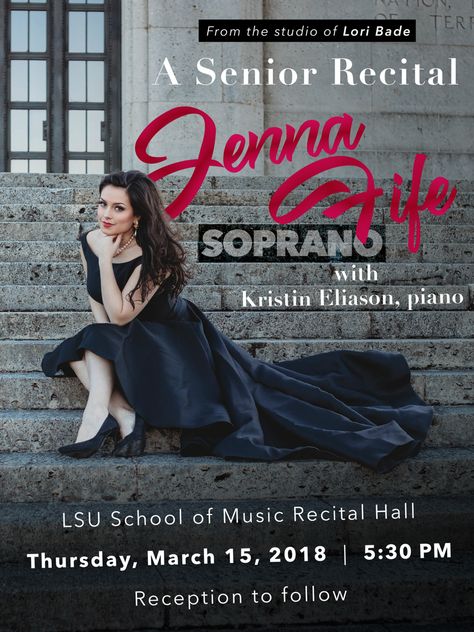 Voice Recital Poster, Senior Recital Dress, Senior Recital Poster, Music Recital Poster, Recital Poster Design, Recital Photoshoot, Recital Poster, Senior Recital, Recital Dress