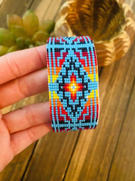 Aztec Bracelet, Beaded Gloves, Office Bin, Beaded Hair Clips, Dot Patterns, Beads Art, Beaded Leather Bracelet, Beads Craft Jewelry, Beadwork Designs